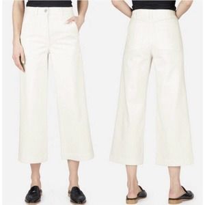 Everlane High Rise Wide Leg Cropped Jeans Ivory 8